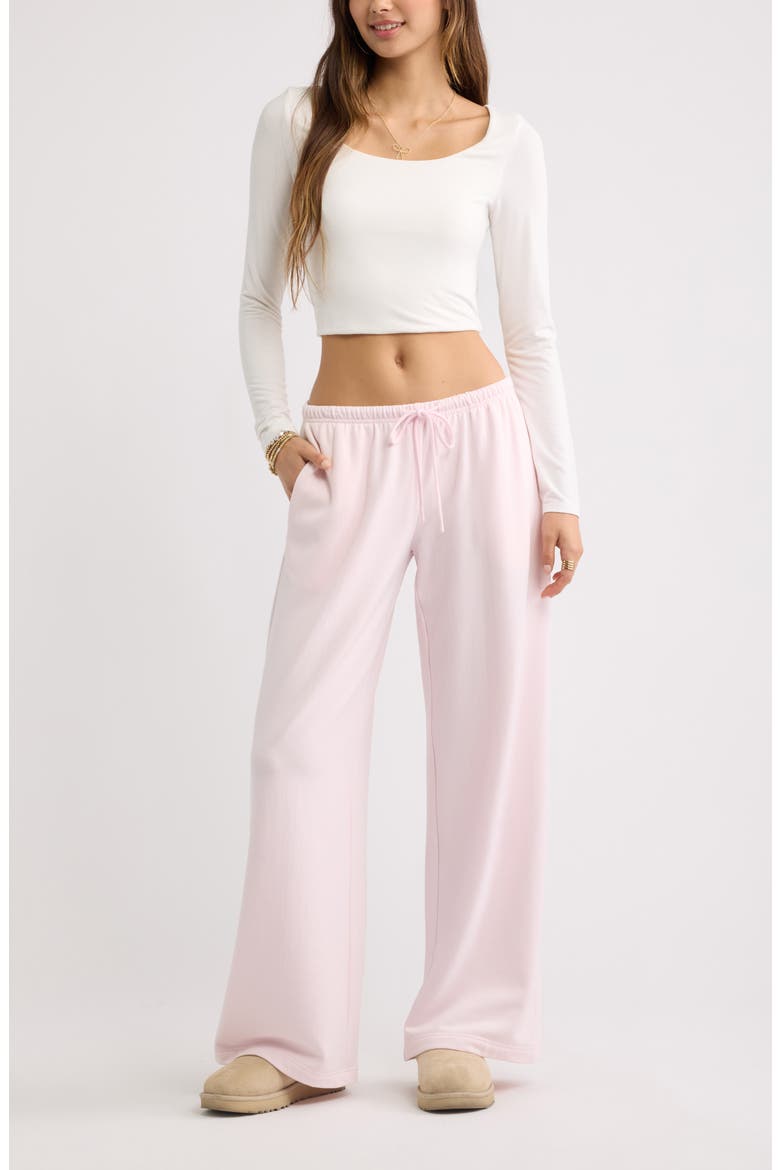 Narrow Waistband Baggy Wide Leg Sweatpants, Alternate, color, PINK PRIMROSE