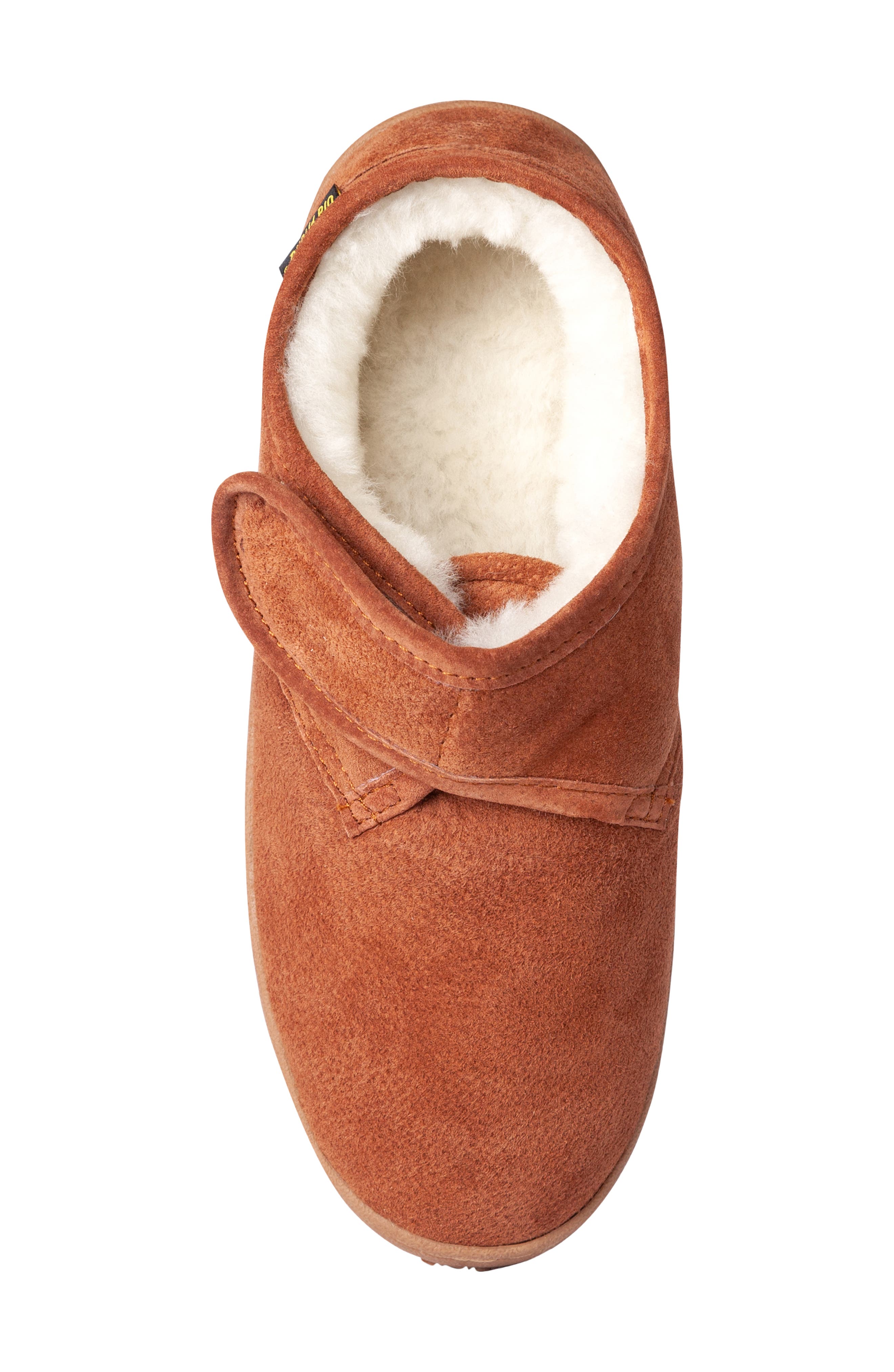 Genuine Shearling Bootie Slipper, Alternate, color, CHESTNUT LEATHER