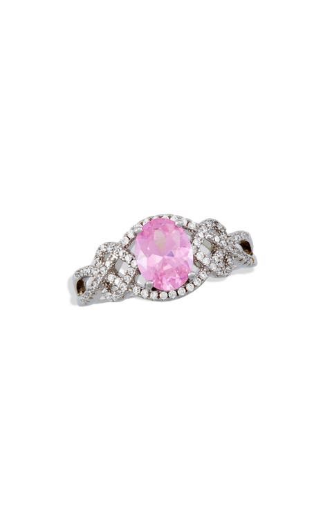 Pink Cubic Zirconia Crisscross Ring