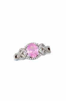 SAVVY CIE JEWELS Pink Cubic Zirconia Crisscross Ring