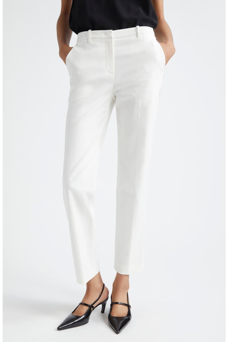 Cotton Blend Ankle Straight Leg Pants, Main, color, OFF WHITE