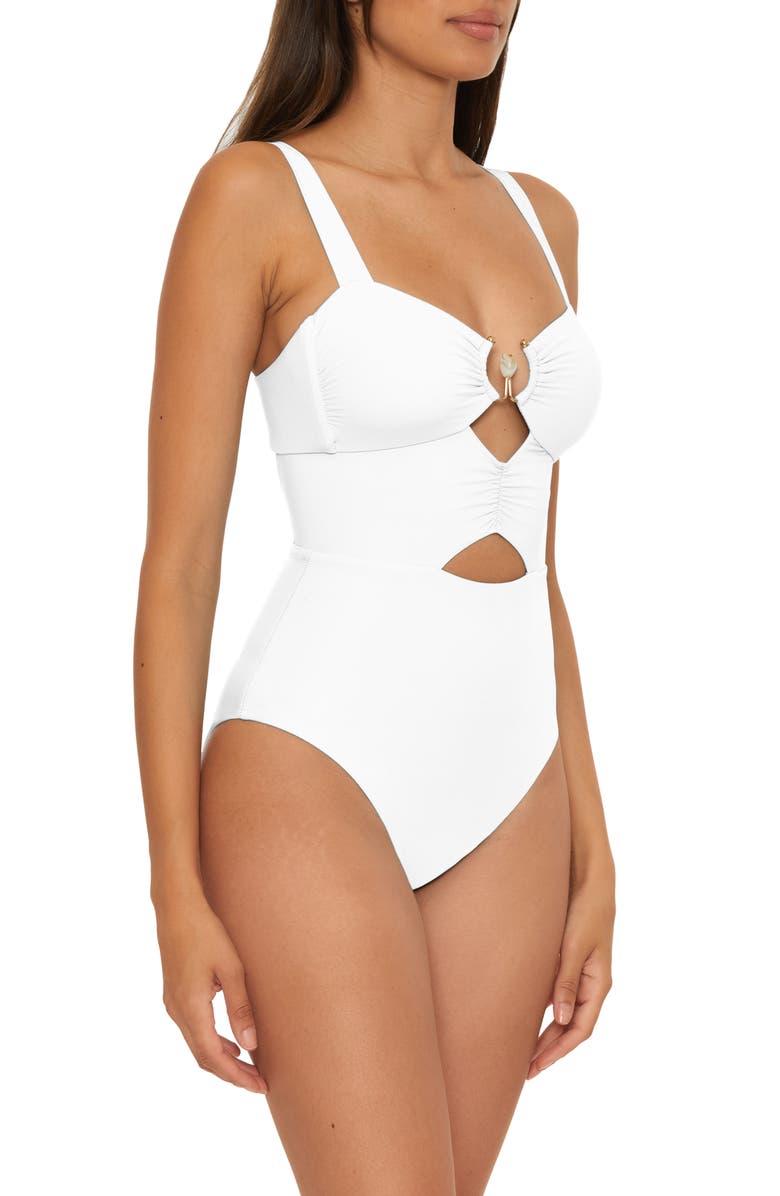 Soluna Bonita Shirred One-Piece Swimsuit, Alternate, color, White