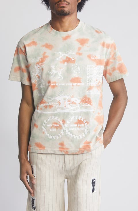 Live Your Life Tie Dye Cotton Graphic T-Shirt