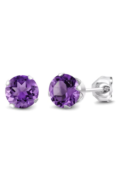Round Cubic Zirconia Birthstone Stud Earrings