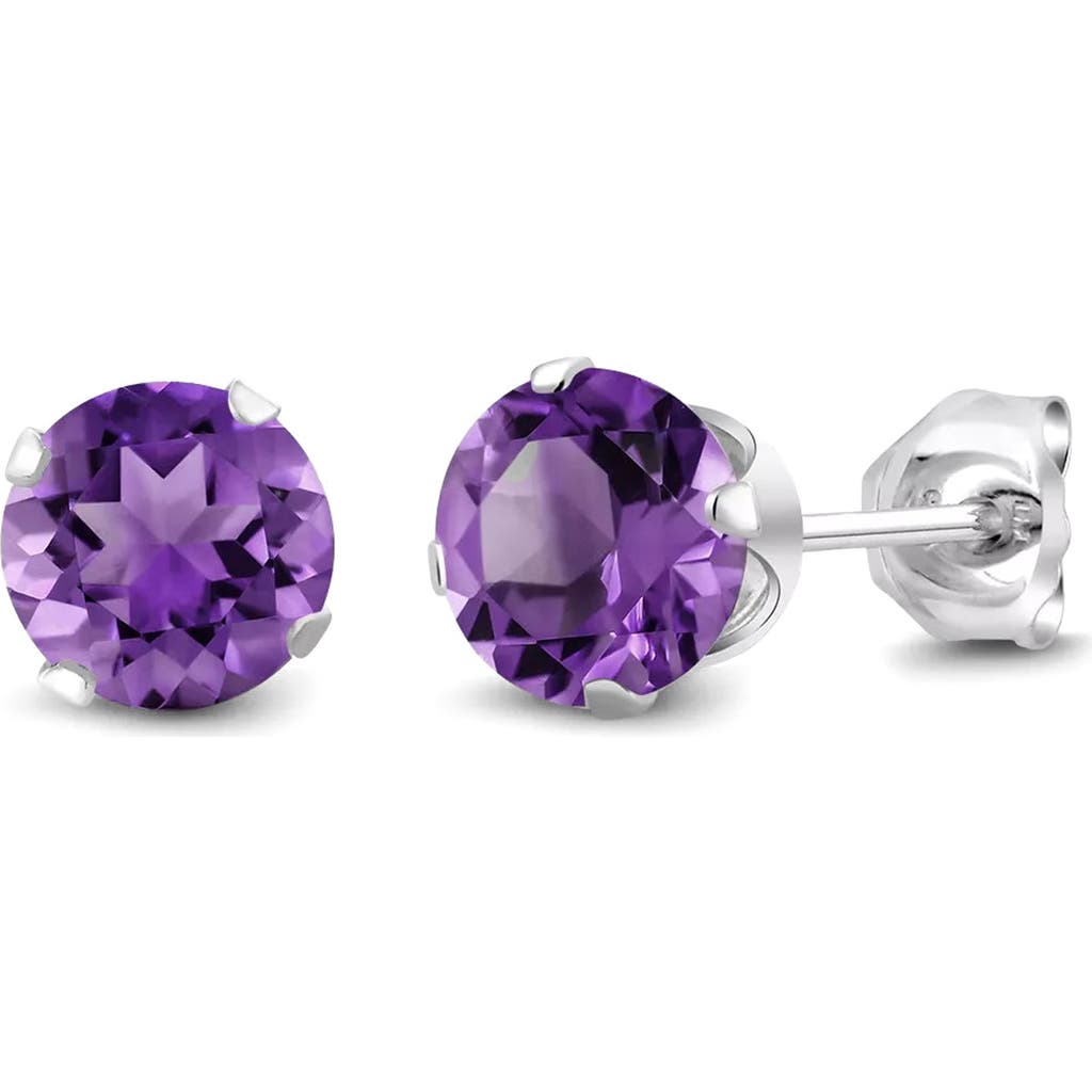 A & M A&m Round Cubic Zirconia Birthstone Stud Earrings In Amethyst