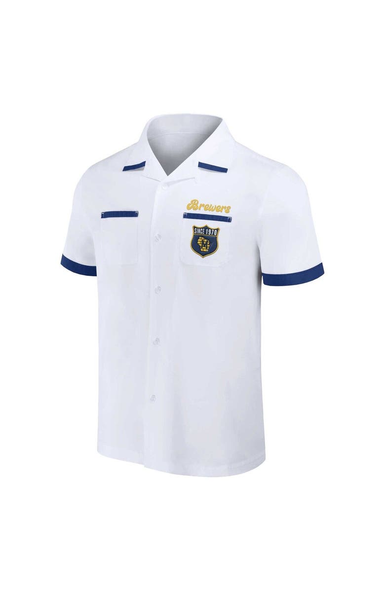 Darius Rucker Collection by Fanatics Men's Darius Rucker Collection by Fanatics White Milwaukee Brewers Bowling Button-Up Shirt, Alternate, color, White