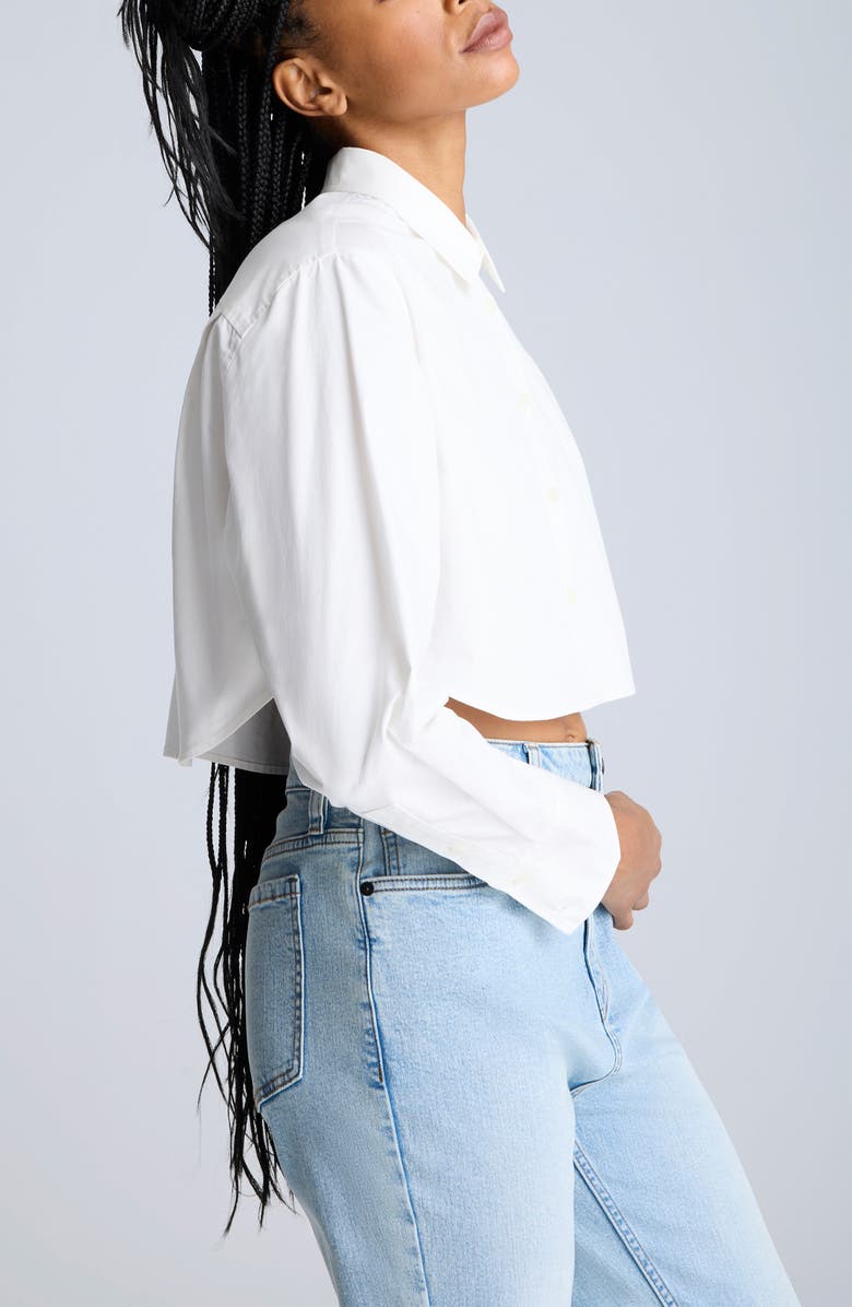 Kenneth Cole Crop Stretch Cotton Blend Button-Up Shirt, Alternate, color, 