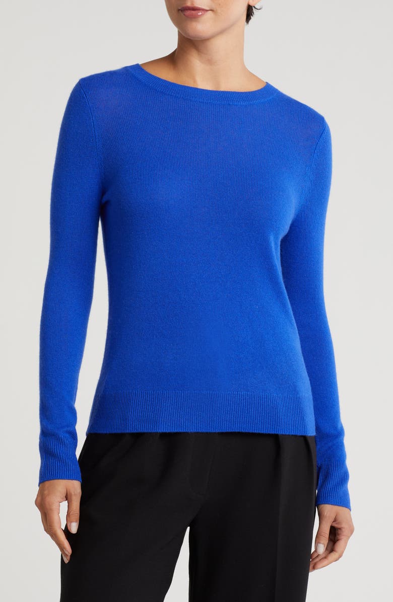 Nordstrom Cashmere Crewneck Sweater, Main, color, Blue Surf
