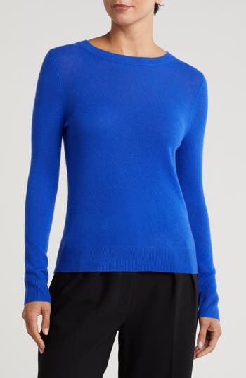 Womens Halogen Blue 100% Cashmere Crewneck store Sweater Size XL