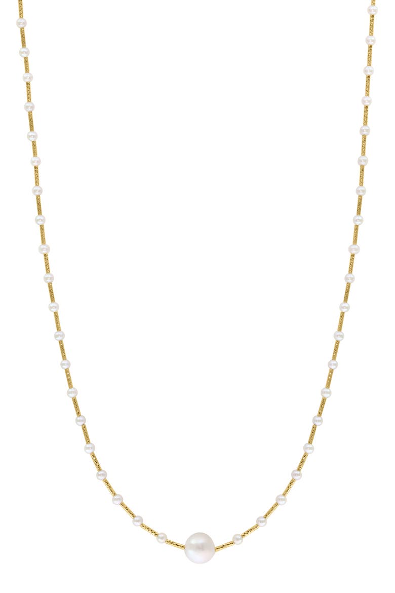 Freshwater Cultured Pearl Station Necklace, Main, color, WHITE