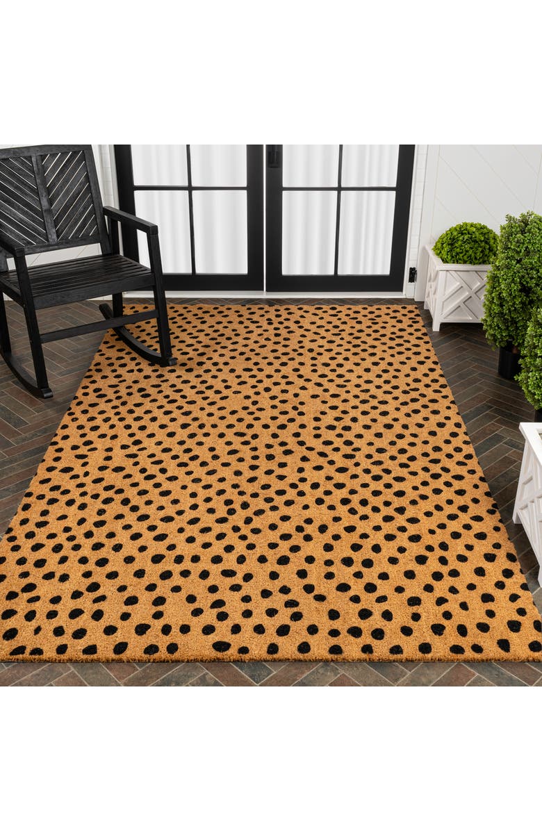 JONATHAN Y Peater Classic Casual Commerical Natural Coir Mat Indoor/Outdoor, Alternate, color, Natural Black Dot