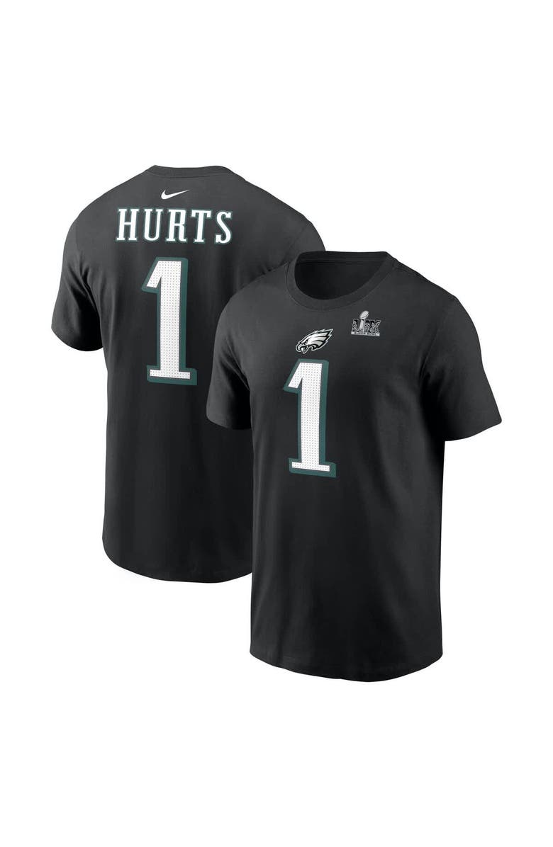 Nike Men's Nike Jalen Hurts Black Philadelphia Eagles Super Bowl LIX Name & Number T-Shirt, Main, color, 