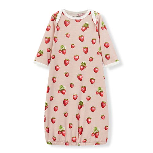 Milkbarn Organic Cotton Newborn Gown And Hat Set In Red