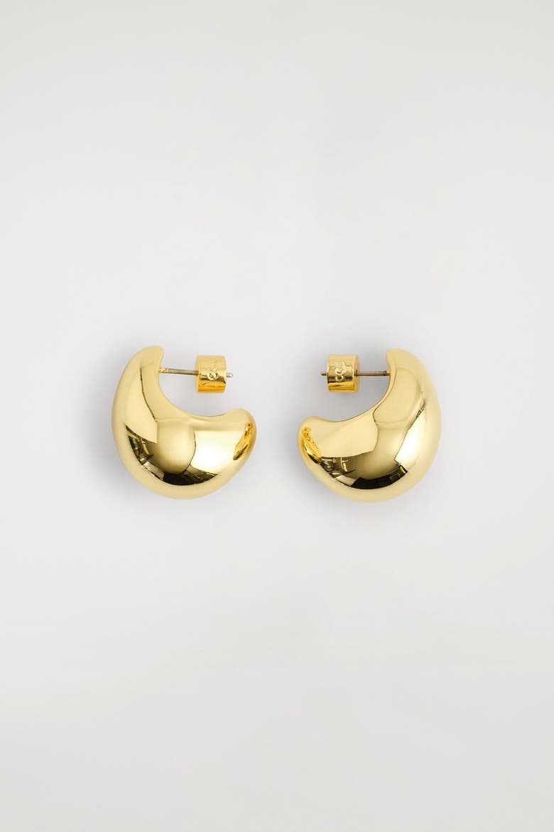 Curved Domed Earrings, Alternate, color, GOLD