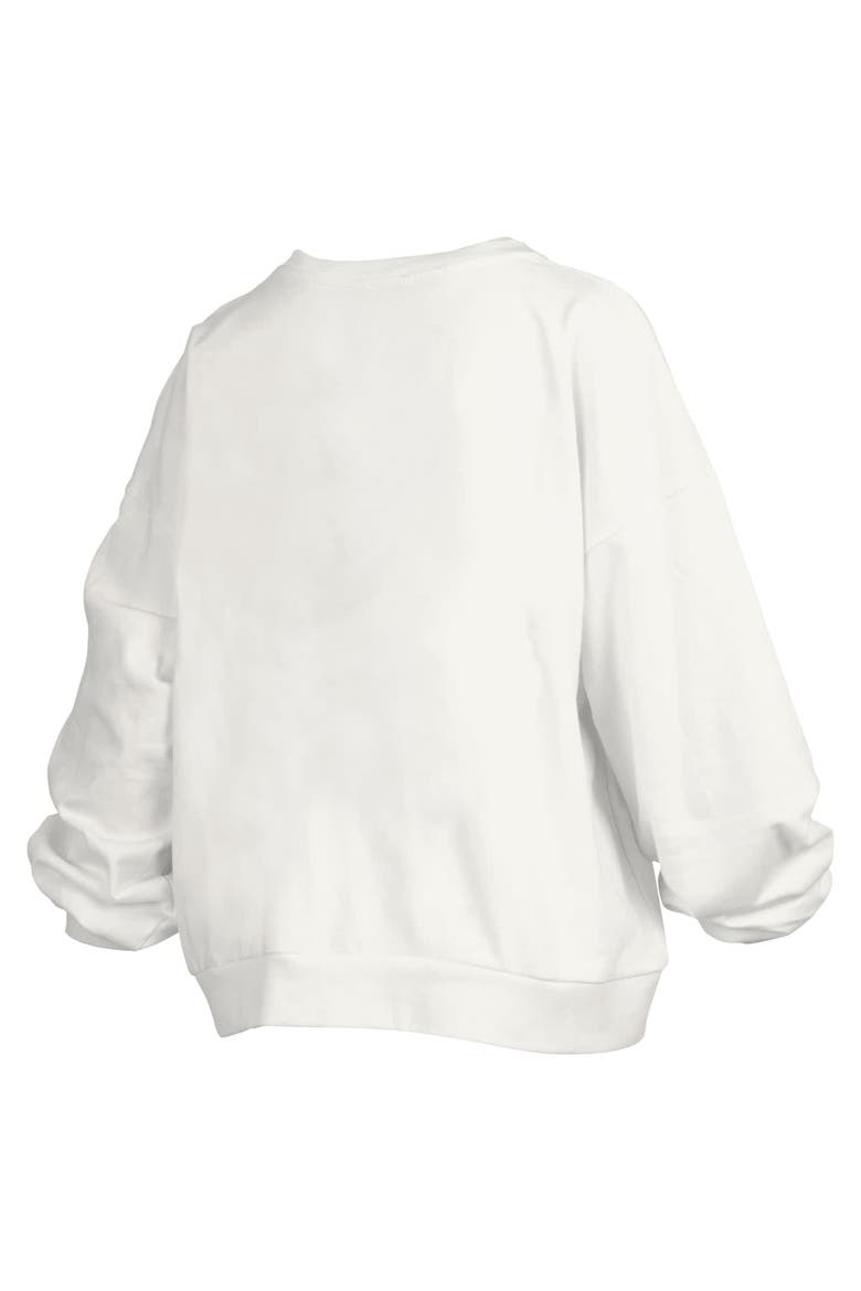 Women's Pressbox White Wisconsin Badgers Janice Retro Logo Oversized Pullover Sweatshirt, Alternate, color, White