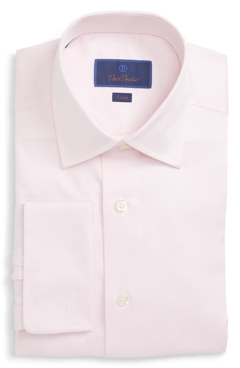 David Donahue Trim Fit Solid Dress Shirt, Main, color, 