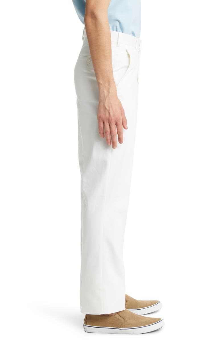 Berle Flat Front Classic Fit Cotton Dress Pants, Alternate, color, White