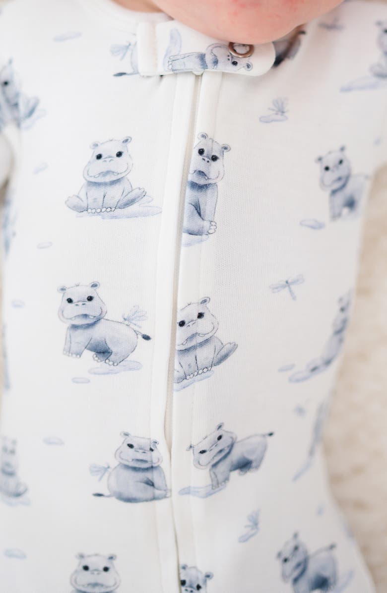 L'ovedbaby Hippo Print Fitted One-Piece Organic Cotton Footie Pajamas, Alternate, color, Baby Hippo
