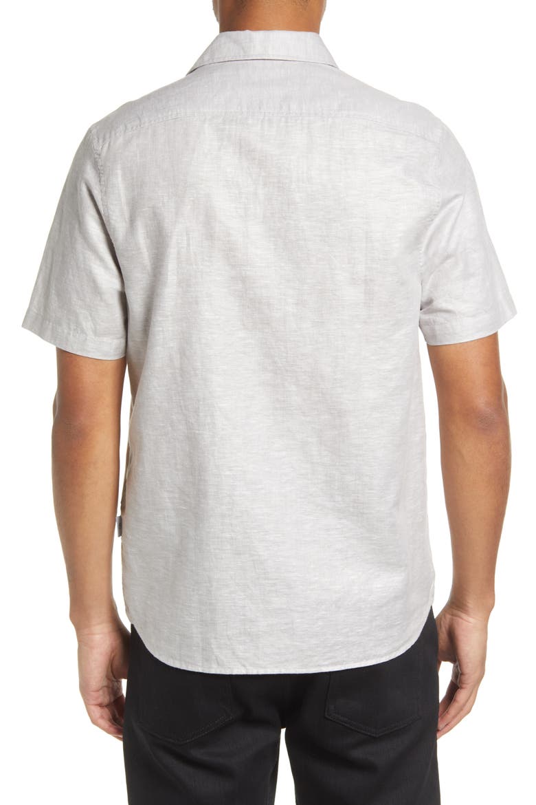 Addle Short Sleeve Linen & Cotton Button-Up Shirt, Alternate, color, NATURAL