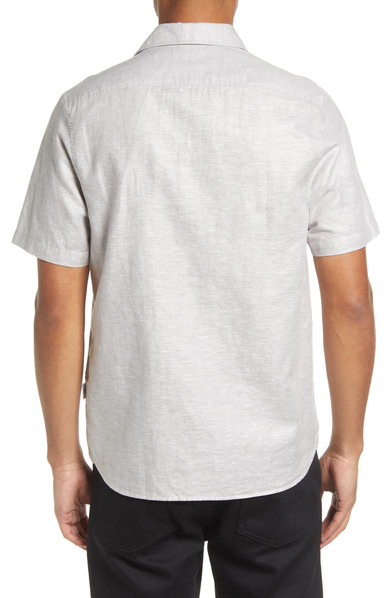 Ted Baker London Addle Short Sleeve Linen & Cotton Button-Up Shirt, Alternate, color, 
