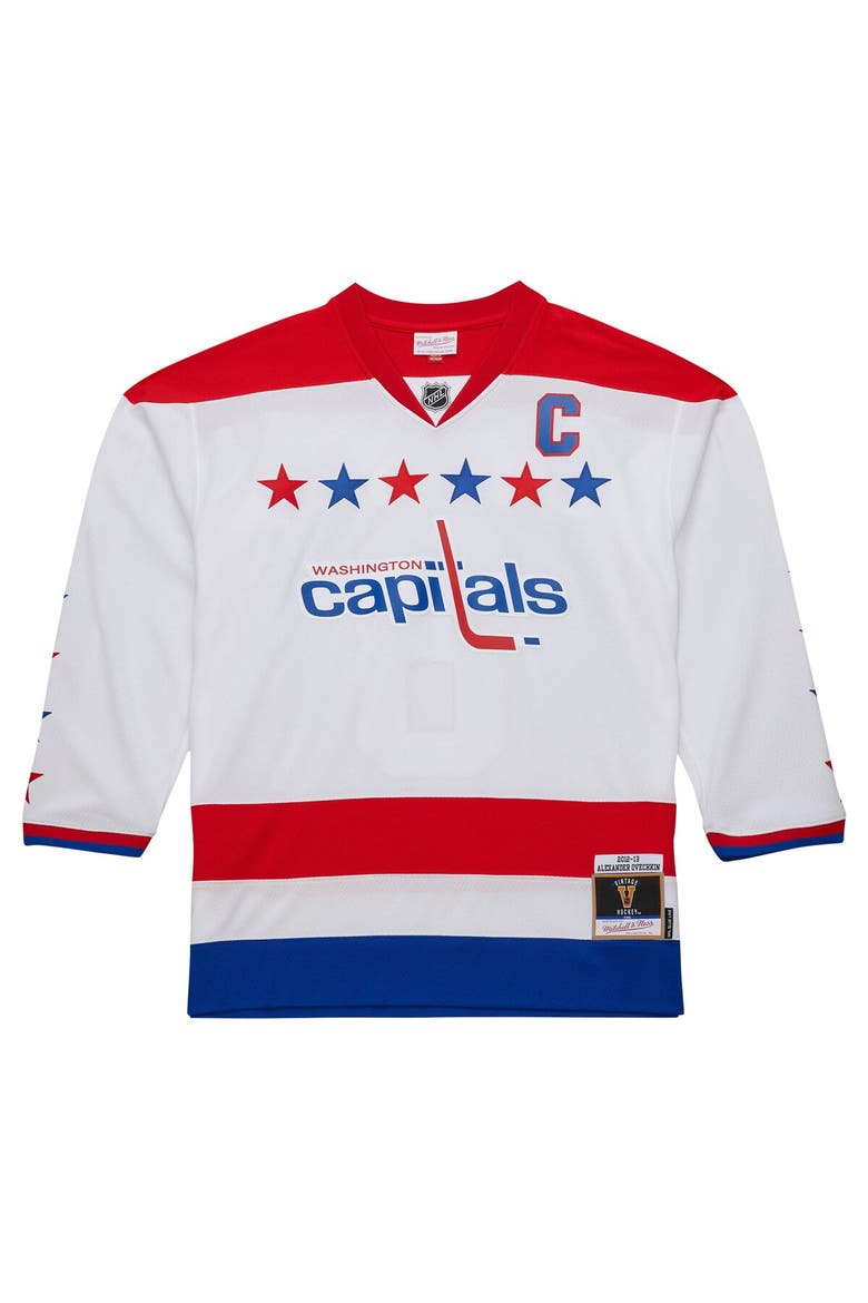 Men's Mitchell & Ness Alexander Ovechkin White Washington Capitals  2012/13 Alternate Captain Blue Line Player Jersey, Alternate, color, White