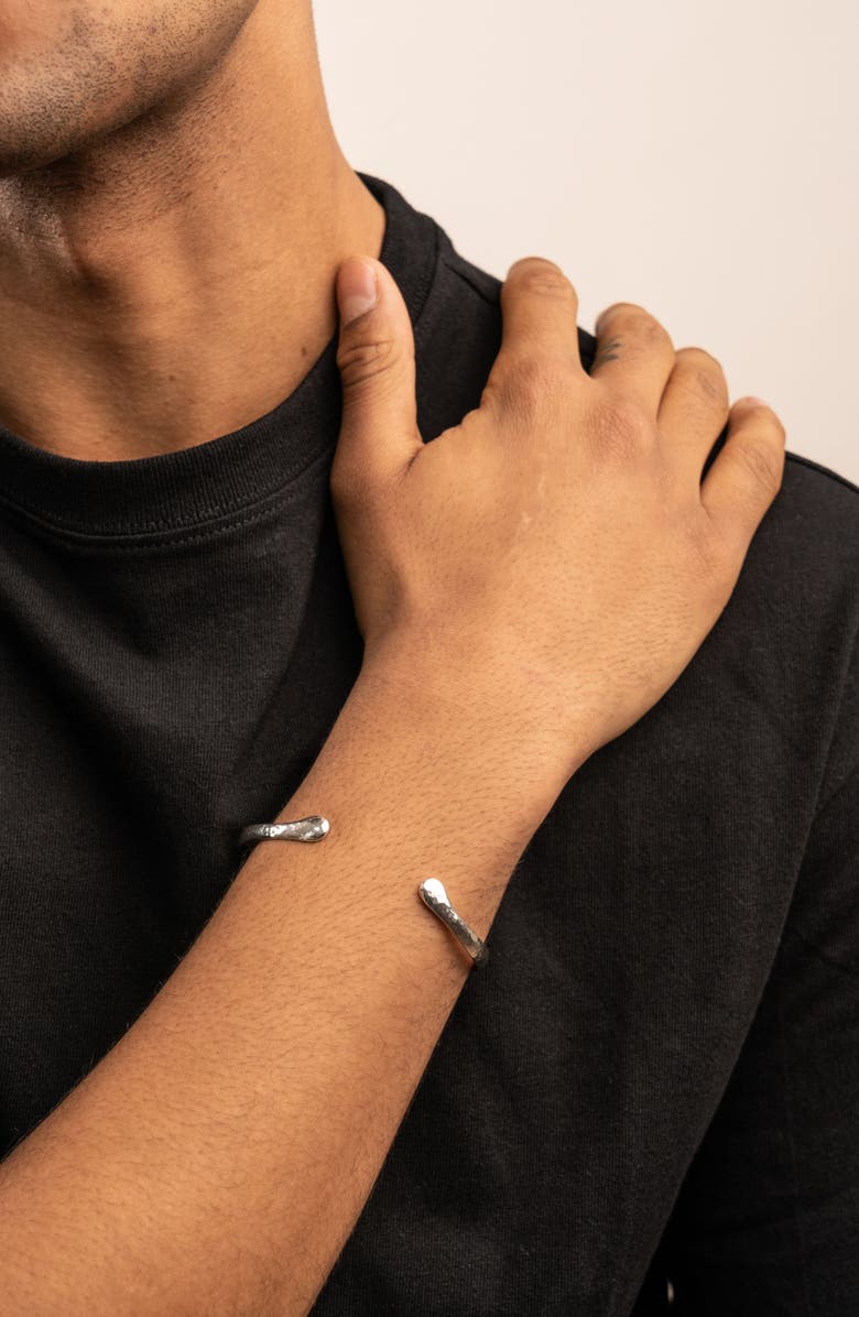 Dower & Hall Men's Hammered Curved Bangle, Alternate, color, Sterling Silver