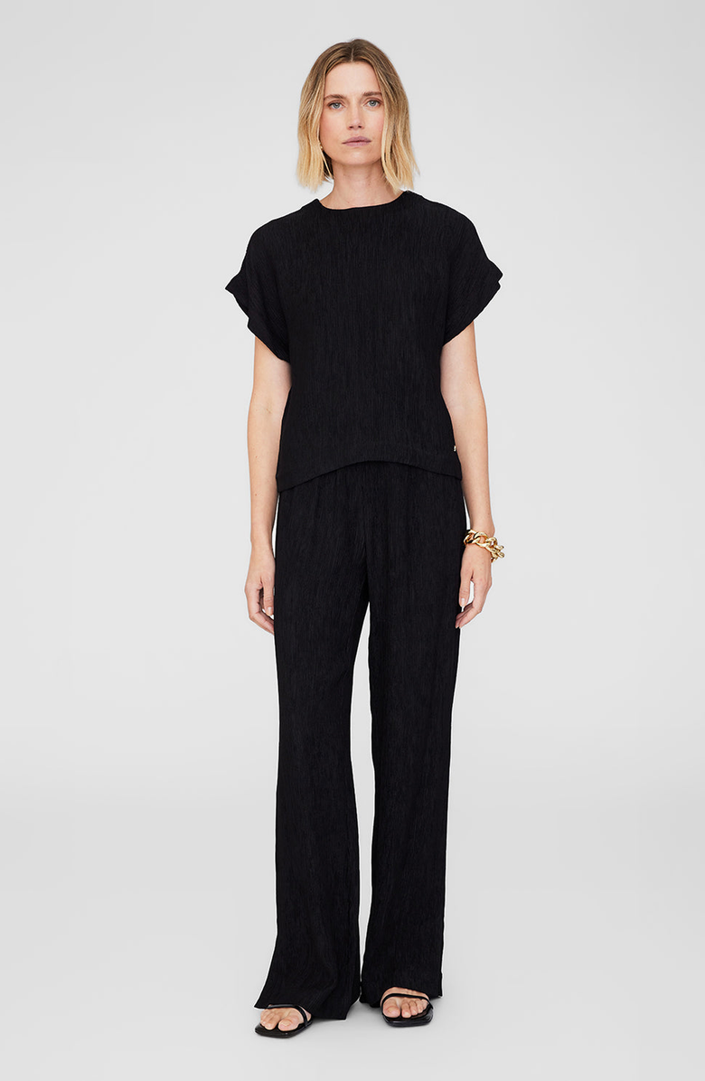 ANINE BING Black Hilda Flat Sandals, Alternate, color,