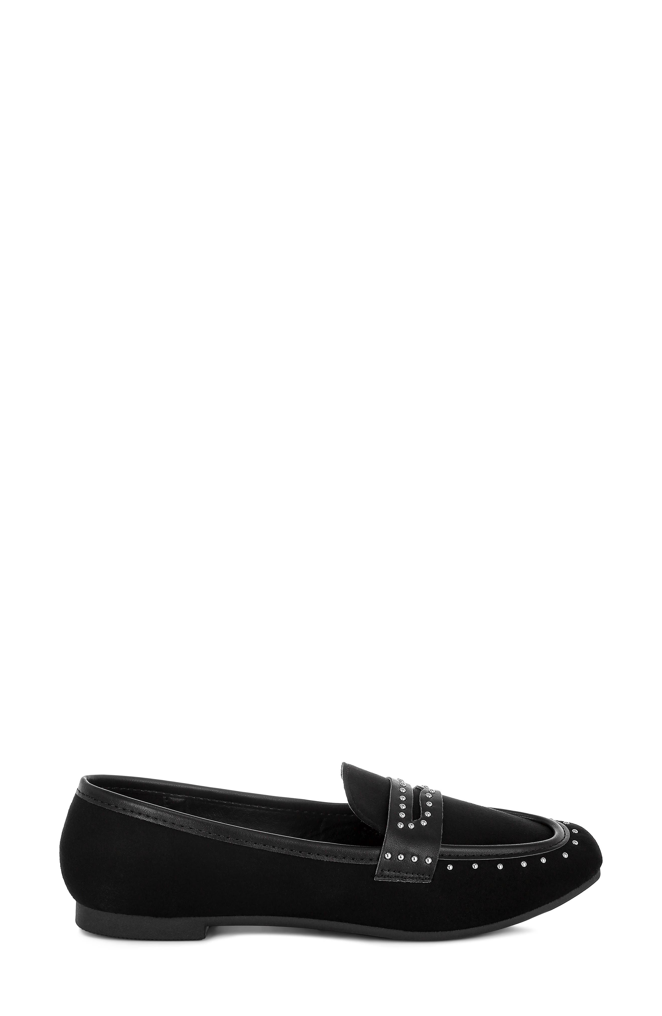 LONDON RAG Lumina Studded Penny Loafer, Alternate, color, Black