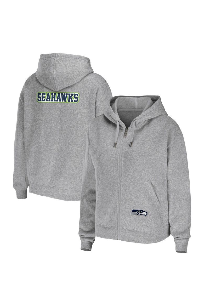 Women's WEAR by Erin Andrews Heathered Gray Seattle Seahawks Team Full-Zip Hoodie, Main, color, Navy
