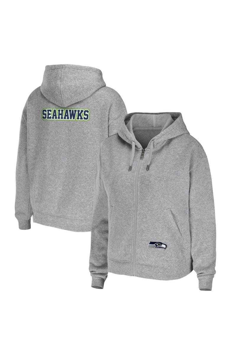 WEAR by Erin Andrews Women's WEAR by Erin Andrews Heathered Gray Seattle Seahawks Team Full-Zip Hoodie, Main, color, Navy