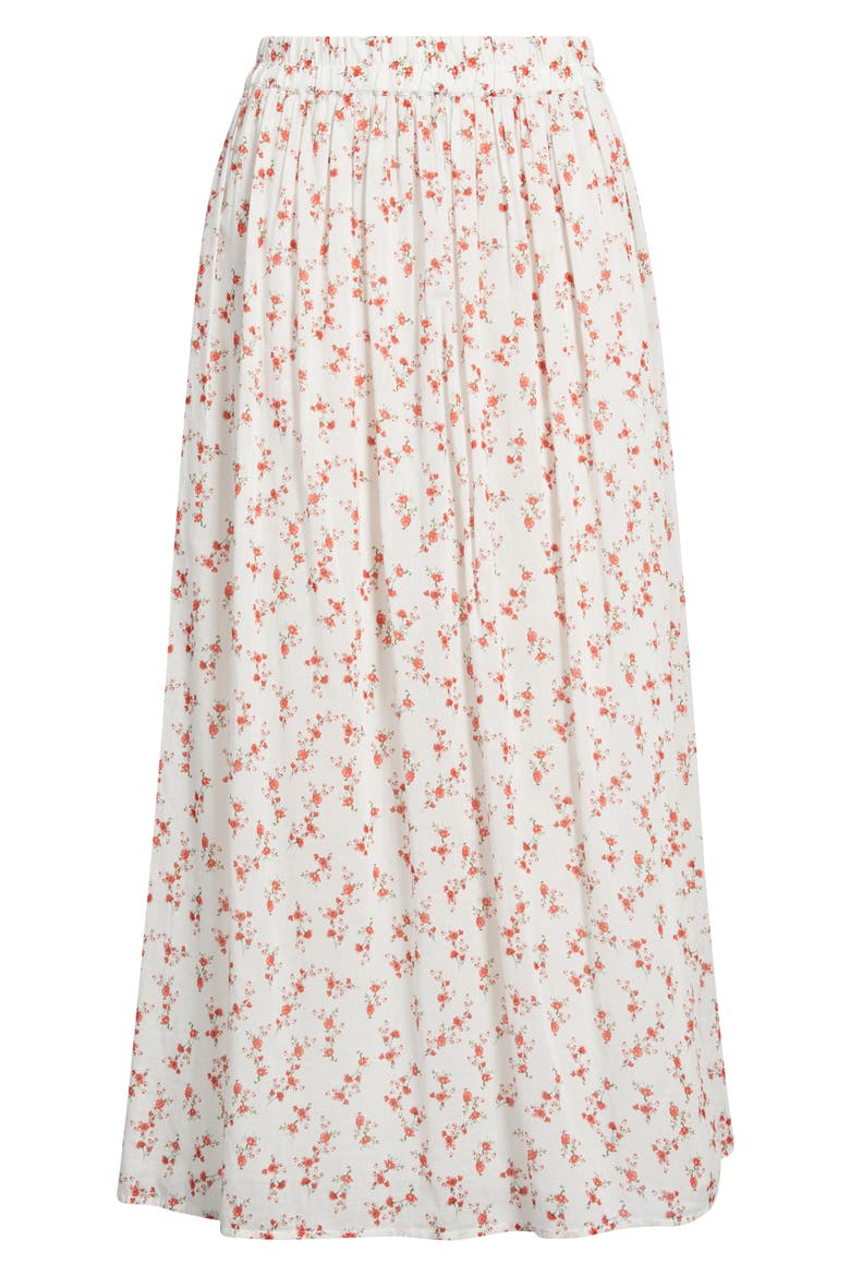Dax Floral Cotton Midi Skirt, Alternate, color, ROUGE ROMANTIC