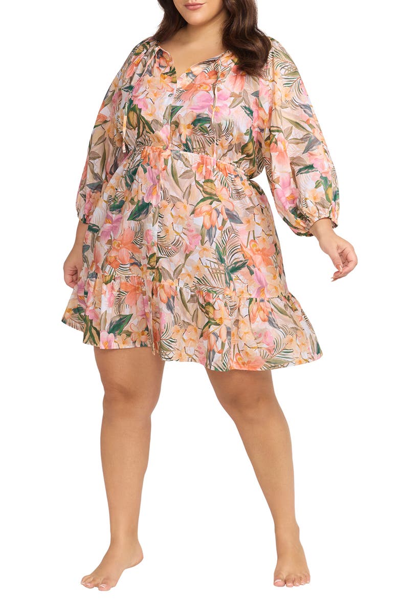 Titania Elgar Floral Cover-Up Dress, Main, color, NATURAL