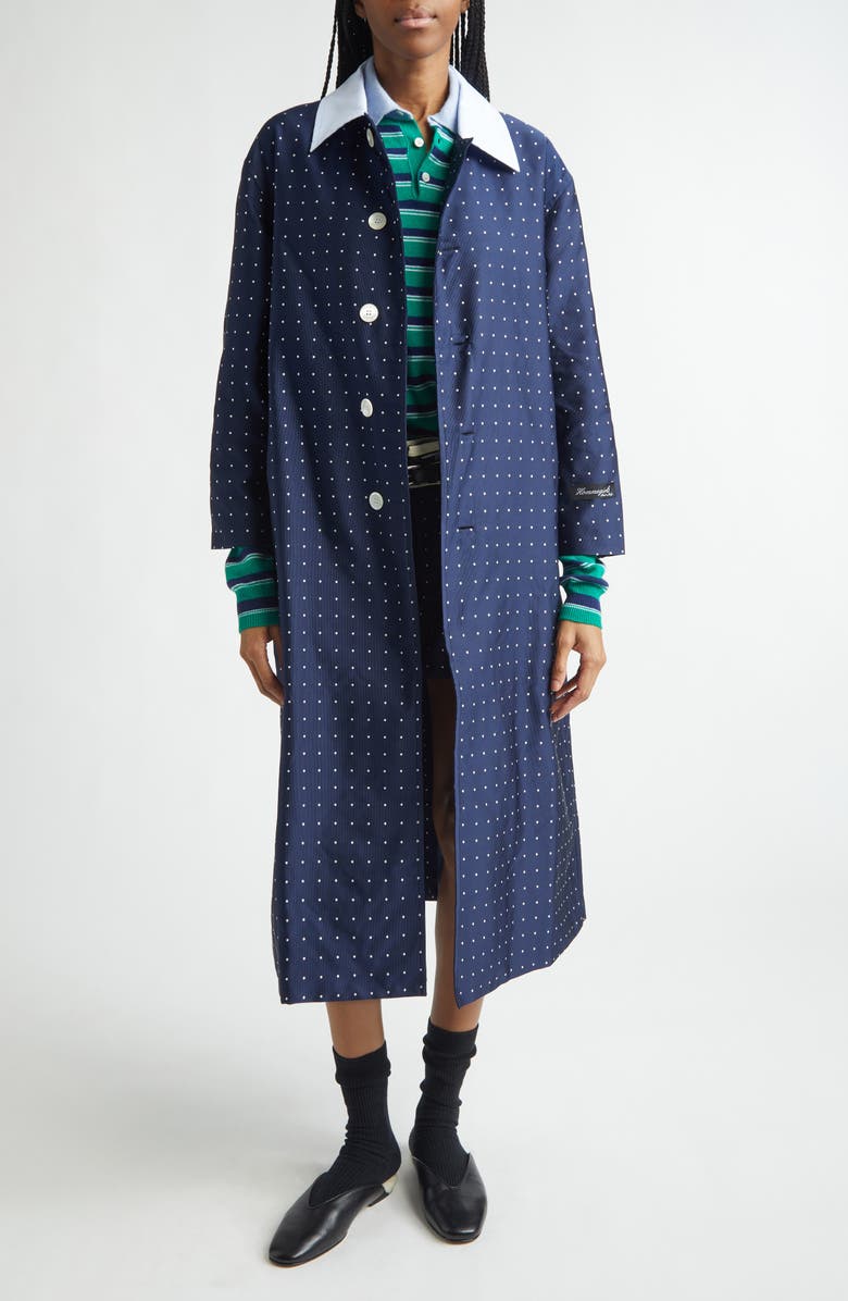 Hommegirls Polka Dot Swing Coat, Alternate, color, Navy Polka Dot