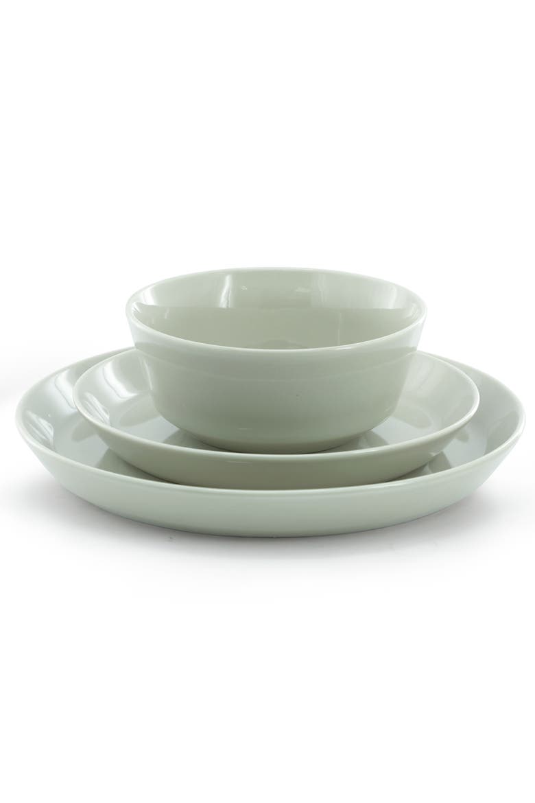12 Piece Round Stoneware Dinnerware Set, Alternate, color, Green