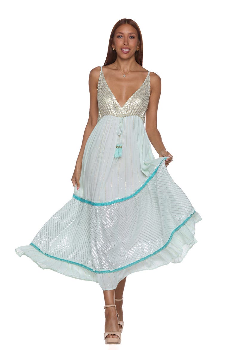 Embellished Maxi Sundress, Alternate, color, LIGHT GREEN