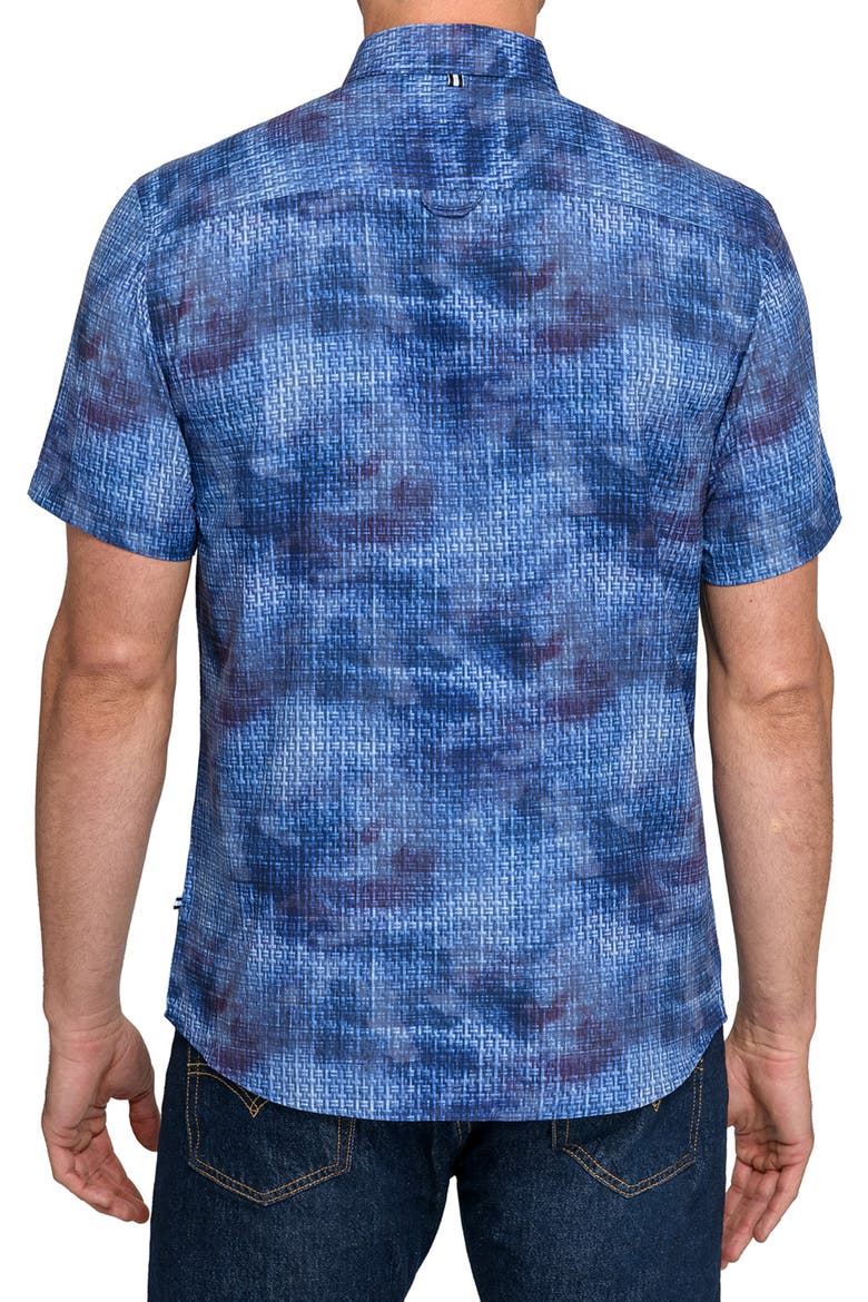Textured Woven Short Sleeve Basic, Alternate, color, NAVY