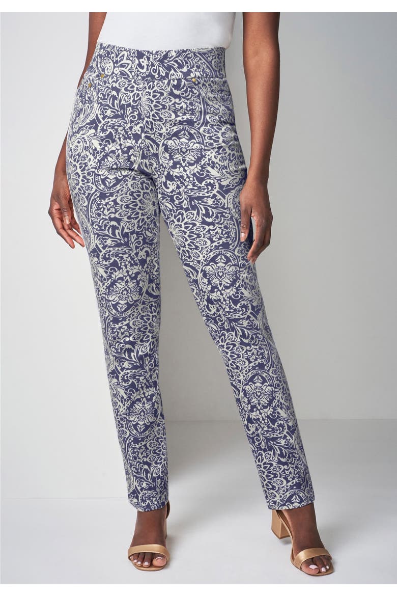 Comfort Waist Stretch Denim Straight-Leg Jean (Plus), Alternate, color, DEEP DUSK SCROLL