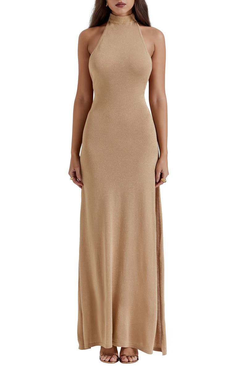 HOUSE OF CB Selia Metallic Semisheer Gown, Main, color,