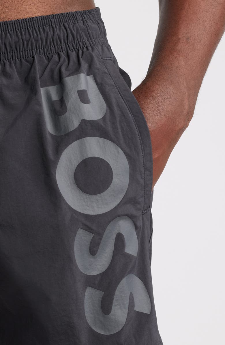 BOSS Octopus Swim Trunks, Alternate, color, Dark Grey