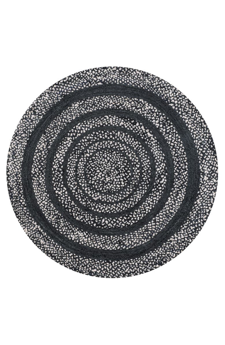 JONATHAN Y Abyss Braided Bohemian Coastal Round Jute Round Area Rug, Main, color, Black/White