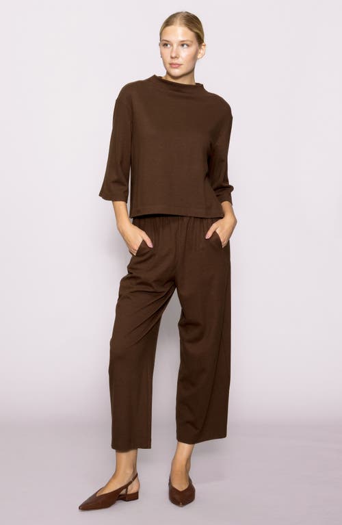 Melloday Brushed Crop Pants In Brown