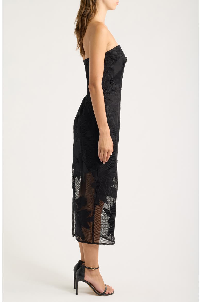 Strapless Mesh Column Dress, Alternate, color, BLACK