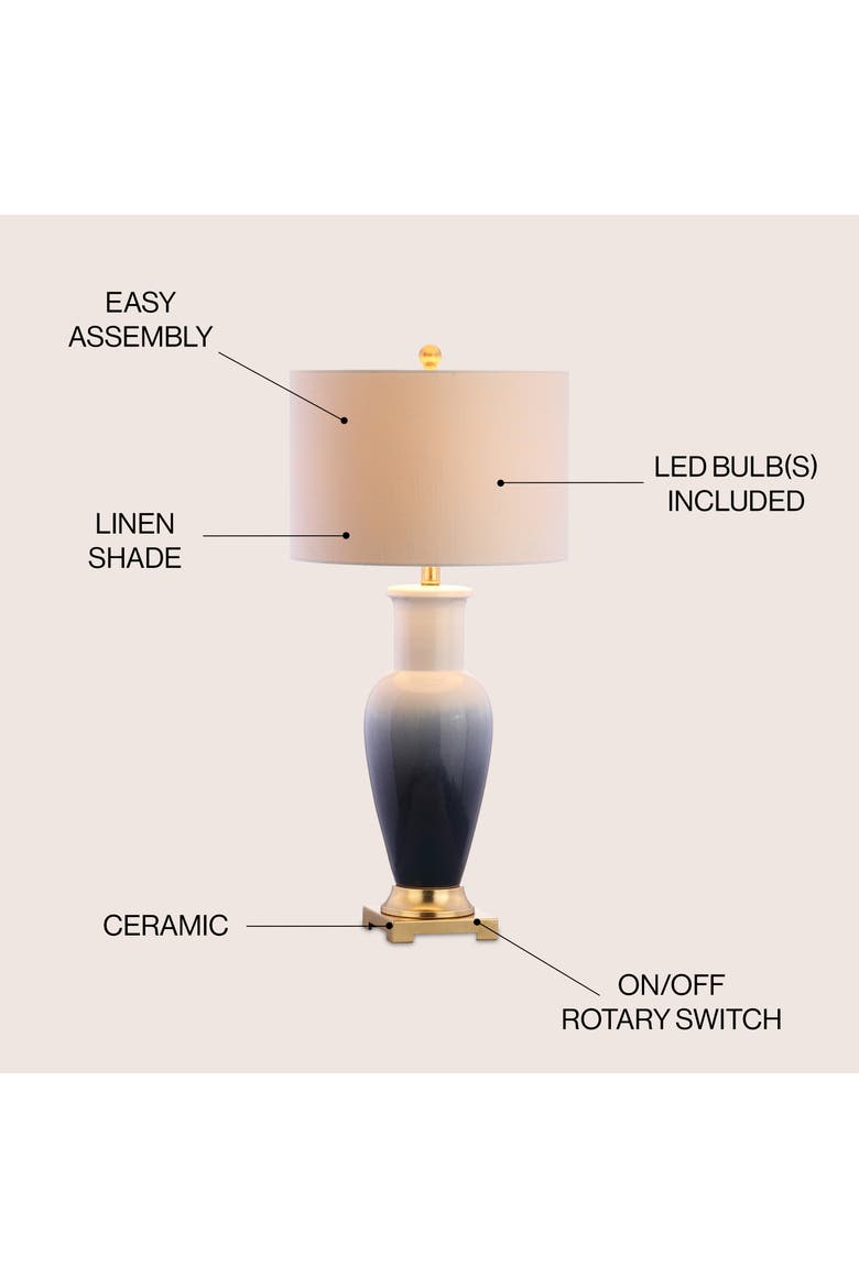 Dip Dye 31.5" Ceramic LED Table Lamp, Alternate, color, White/Navy