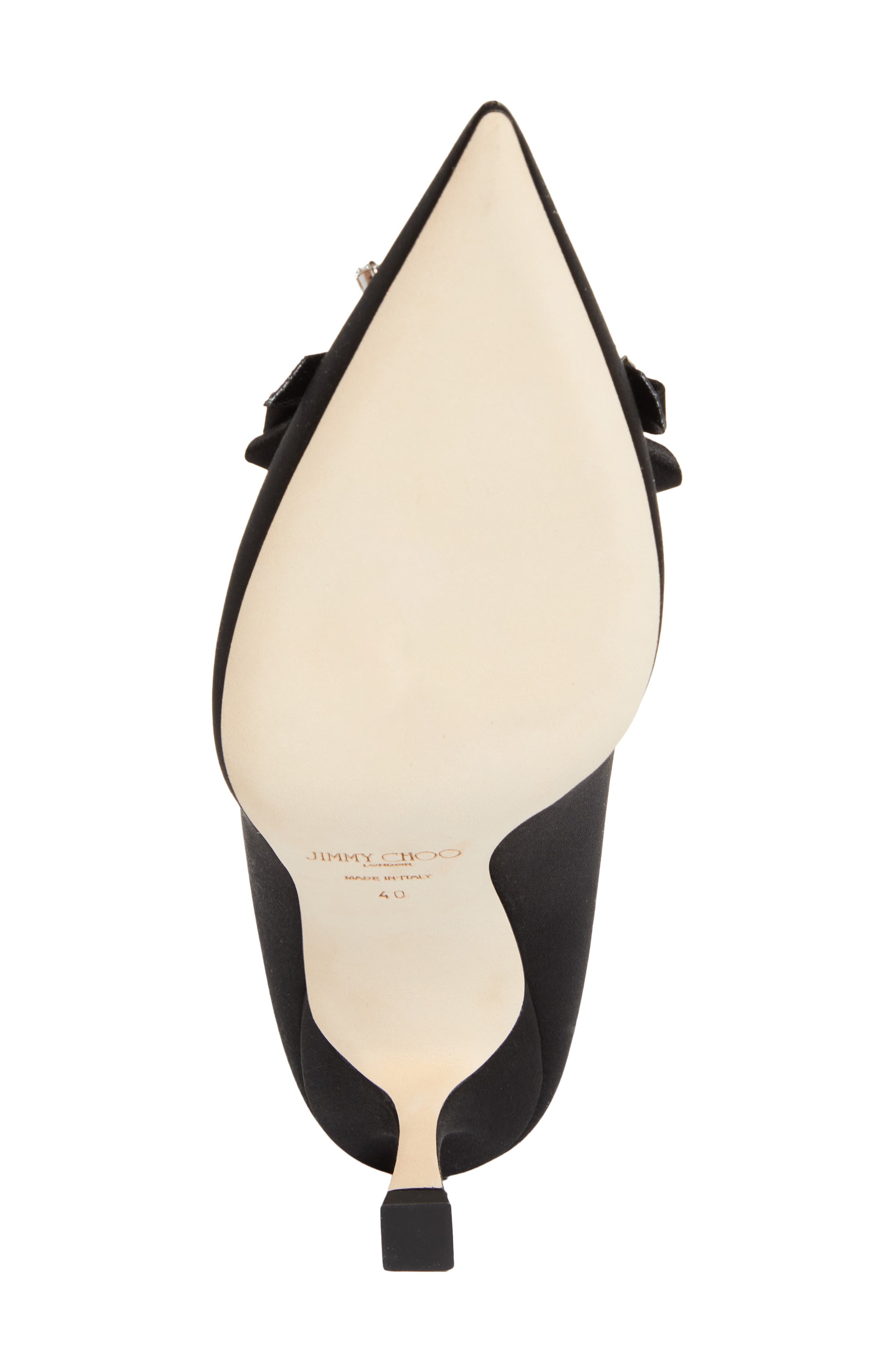 Jimmy Choo Auria Crystal Bow Satin Pump, Alternate, color, Black/ Crystal