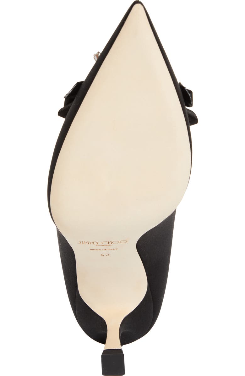 Jimmy Choo Auria Crystal Bow Satin Pump, Alternate, color, Black/ Crystal