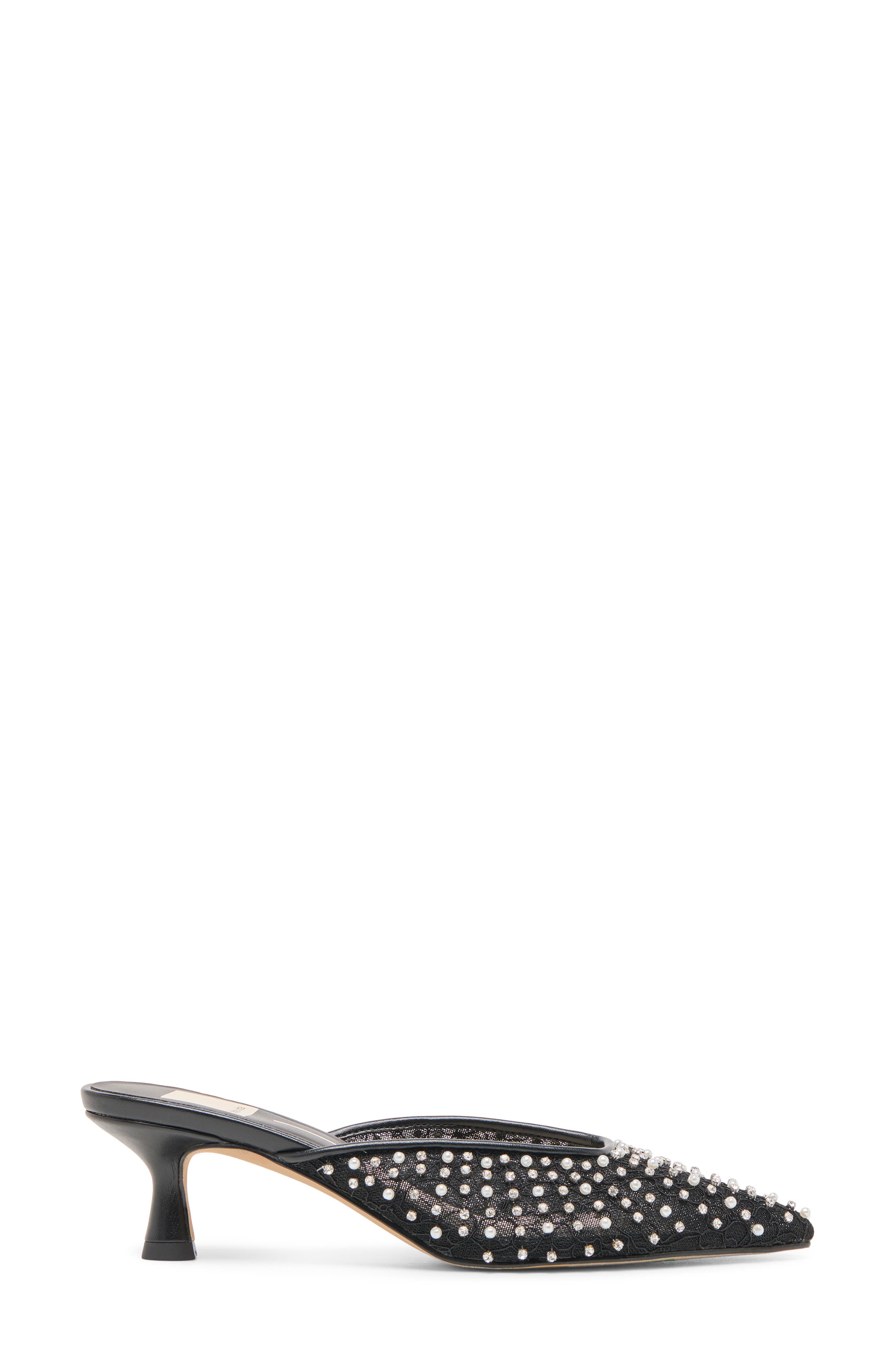 Dolce Vita Cleo Kitten Heel Mule, Alternate, color, Onyx Lace Mesh