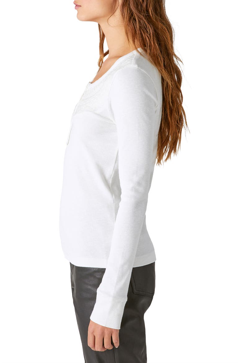 Embroidered Fair Isle Henley Top, Alternate, color, WHISPER WHITE