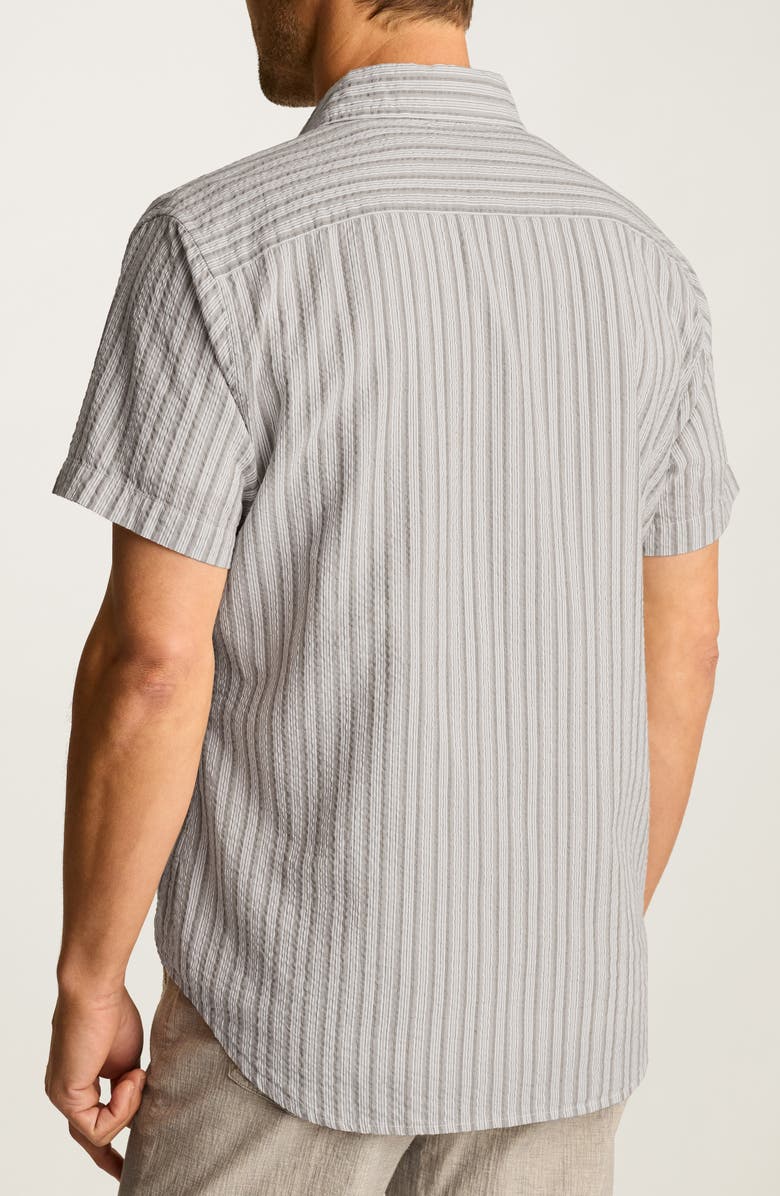 Bonobos Riviera Slim Fit Stripe Short Sleeve Seersucker Button-Up Shirt, Alternate, color, Harlton Stripe Green