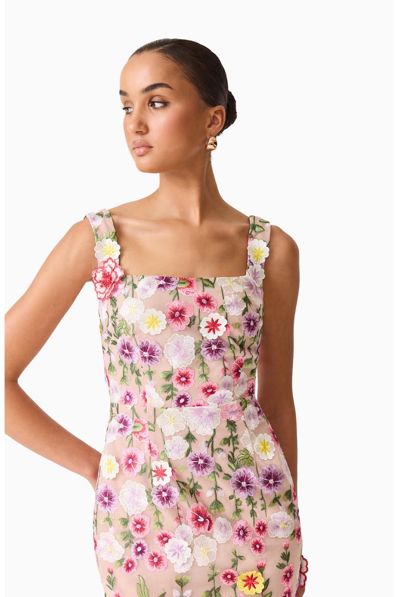 Neve Floral Midi Cocktail Dress, Alternate, color, NUDE MULTI FLORAL