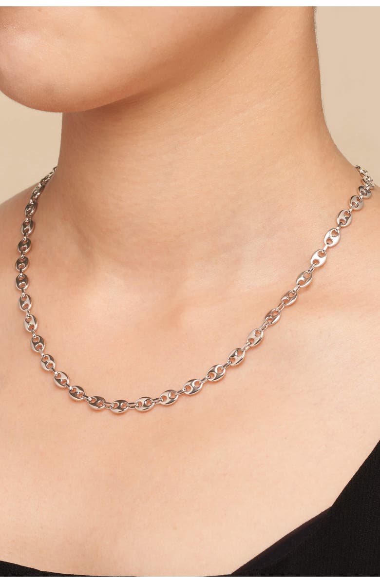 Oradina Sterling Silver Take Me There Mariner Necklace, Alternate, color, Sterling Silver